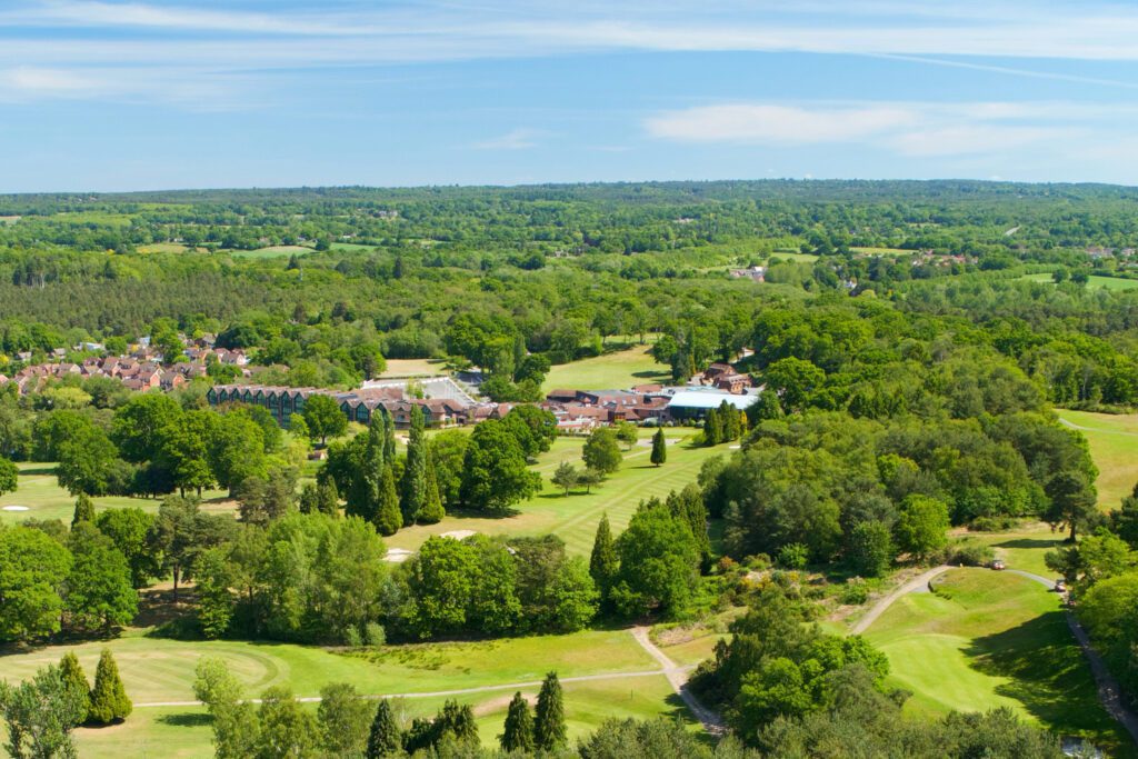 View of Old Thorns Hotel, resort and golf course from the air
