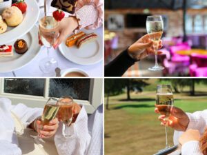 Glasses of Prosecco in different locations across the resort