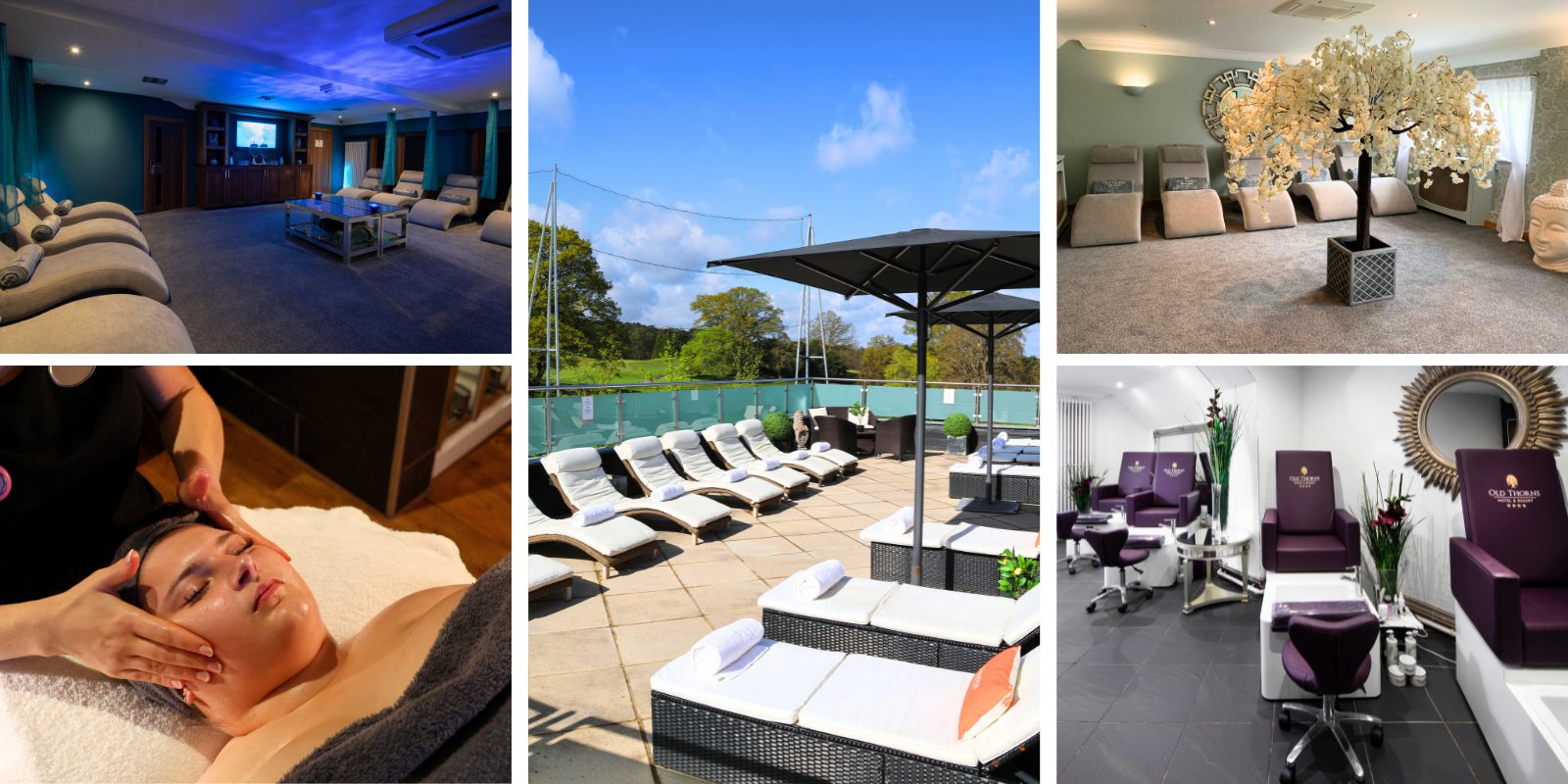 Spa facilities at Old Thorns including outdoor terrace