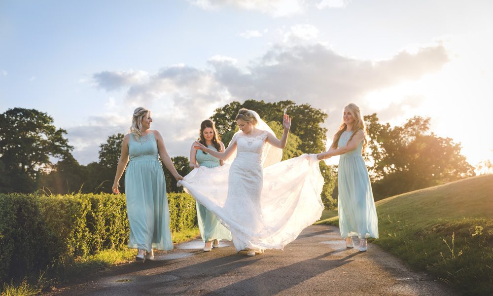 Bride with her Bridesmaids at Old Thorns