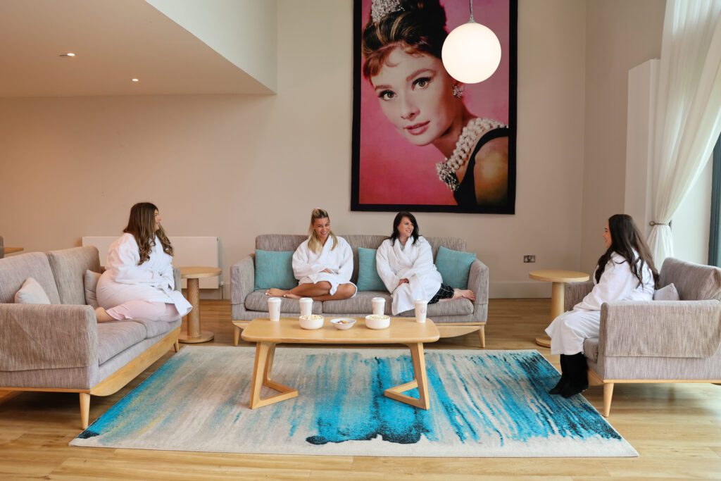 Group of girls enjoying their stay in an Old Thorns Penthouse for a relaxing spa break
