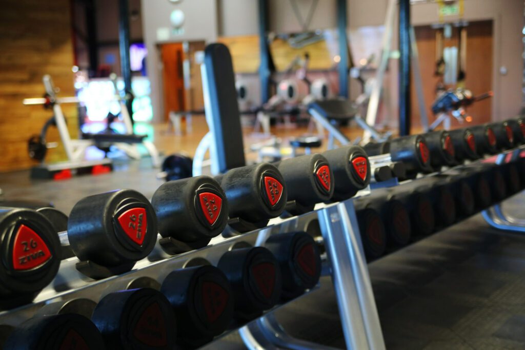 Free Weights available to use for a workout at Elevation Health Club.