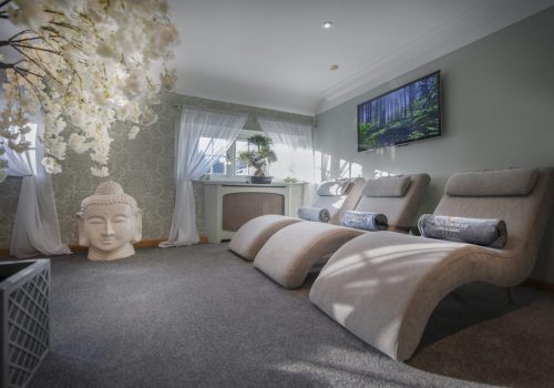 This relaxation room features natural light, relaxing music and comfortable loungers